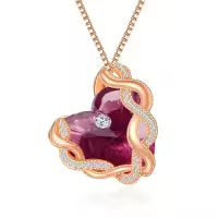 wholesale 925 Sterling Silver Infinity Heart Birthstone Crystal Necklace-02-Feb-Amethyst Purple