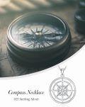 wholesale TOUPOP 2024 Graduation Gifts Compass Necklace Sterling Silver Compass Pendant Jewelry For Women Christmas Birthday Gift To Friends Girlfriend -0-5