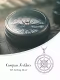 TOUPOP Sterling Silver Compass Pendant Necklace Jewelry Gift For Women-0-5