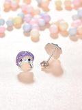 wholesale 925 Sterling Silver Purple Glitter Crystal Frog Ear Studs for Girls and Women-0-1