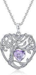 wholesale TOUPOP Tree Of Life Necklace Sterling Silver Alexandrite June Birthstone Pendant Necklace Irish Celtic Heart Tree Jewelry Birthday Christmas Gifts For Women Wife Girlfriend -0-0