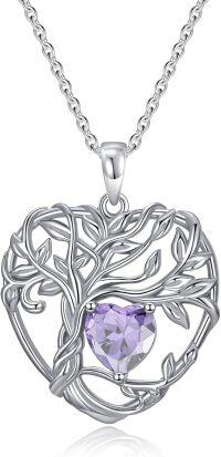 wholesale TOUPOP Tree Of Life Necklace Sterling Silver Alexandrite June Birthstone Pendant Necklace Irish Celtic Heart Tree Jewelry Birthday Christmas Gifts For Women Wife Girlfriend -undefined