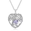 TOUPOP Sterling Silver Alexandrite Irish Celtic Heart Tree Pendant Necklace-0-0