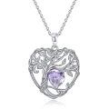 TOUPOP Sterling Silver Alexandrite Irish Celtic Heart Tree Pendant Necklace-0-0