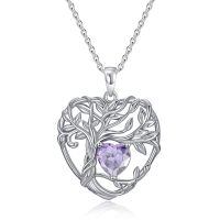 TOUPOP Sterling Silver Alexandrite Irish Celtic Heart Tree Pendant Necklace-undefined