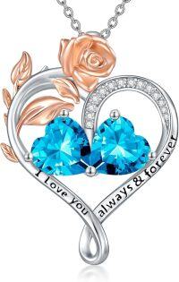 wholesale Sterling Silver Rose Quartz Heart Birthstone Necklace for Women Valentine s Day Gift-12-12-Dec-Dec Birthstones