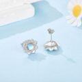 wholesale 925 Sterling Silver Lotus Flower Moonstone Stud Earrings for Women Girls -0-1