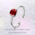 wholesale 14K White Gold Plated 925 Sterling Silver Simulated Ruby July Birthstone Ring for Women Adjustable Gift-0-5
