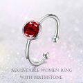 wholesale 925 Sterling Silver Red Crystal Open Ring With Ball Ends-0-5