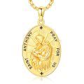 wholesale 925 Sterling Silver Saint Anthony Oval Religious Medal Pendant Necklace-0-0