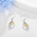 wholesale 925 Sterling Silver Teardrop Flower Dangle Earrings with CZ Stones and Gold Plating for Women  4cm Length-0-3
