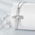 wholesale 925 Sterling Silver Cross with Flower and Bird Charm Pendant Necklace for Women-0-4