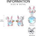 wholesale 925 Sterling Silver Opal Bunny Heart Carrot Stud Earrings for Girls and Women Gift Ideas-0-6