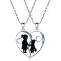 wholesale 925 Sterling Silver Kids Heart Pendant Necklace With Enamel And Cubic Zirconia-0-0