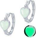wholesale 925 Sterling Silver Glow in the Dark Celtic Heart Hoops - Luminous Green Stone  for Her-0-0