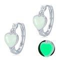 wholesale 925 Sterling Silver Glow in the Dark Celtic Heart Hoops - Luminous Green Stone  for Her-0-0