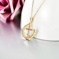wholesale Gold-Plated 925 Sterling Silver Faith Cross & Heart-Shaped Horseshoe Pendant Necklace for Women-0-5