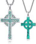 wholesale 925 Sterling Silver Turquoise Celtic Cross Pendant Necklaces for Men Women Irish Knot Protection  Set of 3-0-0