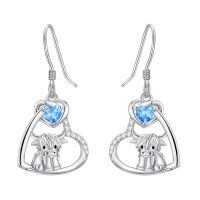 wholesale 925 Sterling Silver Heart Ox Earrings Wholesale With Red Gemstones-03-Mar-Aquamarine