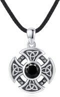 wholesale 925 Sterling Silver Black Onyx Celtic Knot Viking Pendant Necklaces for Men & Women Gifts-0-0