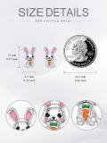 wholesale 925 Sterling Silver Bunny Rabbit Carrot Stud Earrings - Cute Animal  for Women Girls-0-5