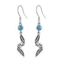 wholesale 925 Sterling Silver Feather & Turquoise Stone Drop Earrings for Women-Feather-2