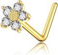 wholesale 925 Sterling Silver Plated 14k Solid Yellow Gold Daisy Nose Stud for Women-0-0
