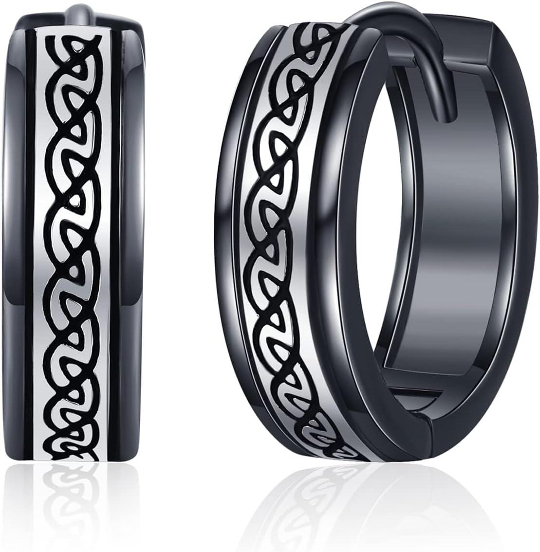  Sterling Silver Cross Viking Hoop Earrings for Men Father s Day Gift for Dad Husband -0-1