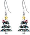 wholesale 925 Sterling Silver Christmas Tree Dangle Earrings with Stars and Bows-0-18