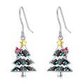 wholesale 925 Sterling Silver Christmas Tree Dangle Earrings-0-18