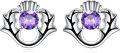 wholesale 925 Sterling Silver Purple Crystal Flower Stud Earrings-0-0