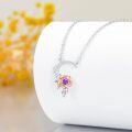 wholesale 925 Sterling Silver Rose and Moon Pendant with Purple Stone Necklaces for Women-0-3