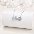 wholesale 925 Sterling Silver Blue Topaz Infinity 50th Anniversary Heart Pendant Necklace for Women-0-2