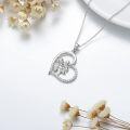 wholesale 925 Sterling Silver Angel & Baby in Heart Pendant Necklace with Cubic Zirconia Stones for Women Girls  43cm Chain Length-0-1