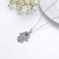 wholesale 925 Sterling Silver Evil Eye Hamsa Hand Pendant with 7 Chakra Stones - Christmas  for Women and Moms-0-4