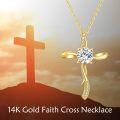 wholesale 14K Gold Cubic Zirconia Cross Pendant Necklaces with Chain - Religious Gifts for Her (Mom/Wife/GF)-0-1