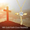 wholesale 14K Gold Cubic Zirconia Cross Pendant Necklaces with Chain - Religious Gifts for Her (Mom/Wife/GF)-0-1
