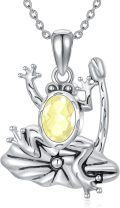 wholesale 925 Sterling Silver Crystal Frog Birthstone Pendant Necklace for Women-0-0