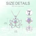 wholesale 925 Sterling Silver Pink Fire Opal Lotus Flower Pendant Necklace-0-3
