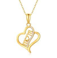 wholesale 14k Gold Lab Diamond Mom Heart Pendant Necklace-style 3