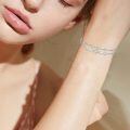 wholesale 925 Sterling Silver Platinum Plated Double Layer Daisy Flower Bead Chain Bracelet For Women-0-2