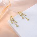 wholesale Gold 925 Sterling Silver CZ Sparkling Crescent Moon & Stars Dangle Drop Earrings with Chain 2 Long-0-5