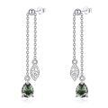 wholesale 925 Sterling Silver Green Moss Agate Leaf Dangle Threader Earrings for Women-0-0