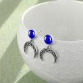 wholesale 925 Sterling Silver Blue Lapis Lazuli and Red Agate Celtic Knot Moon Drop Earrings for Women - Boho s-0-1