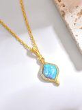 TOUPOP 14K Gold Blue Opal Infinity Pendant Necklace For Women-0-3