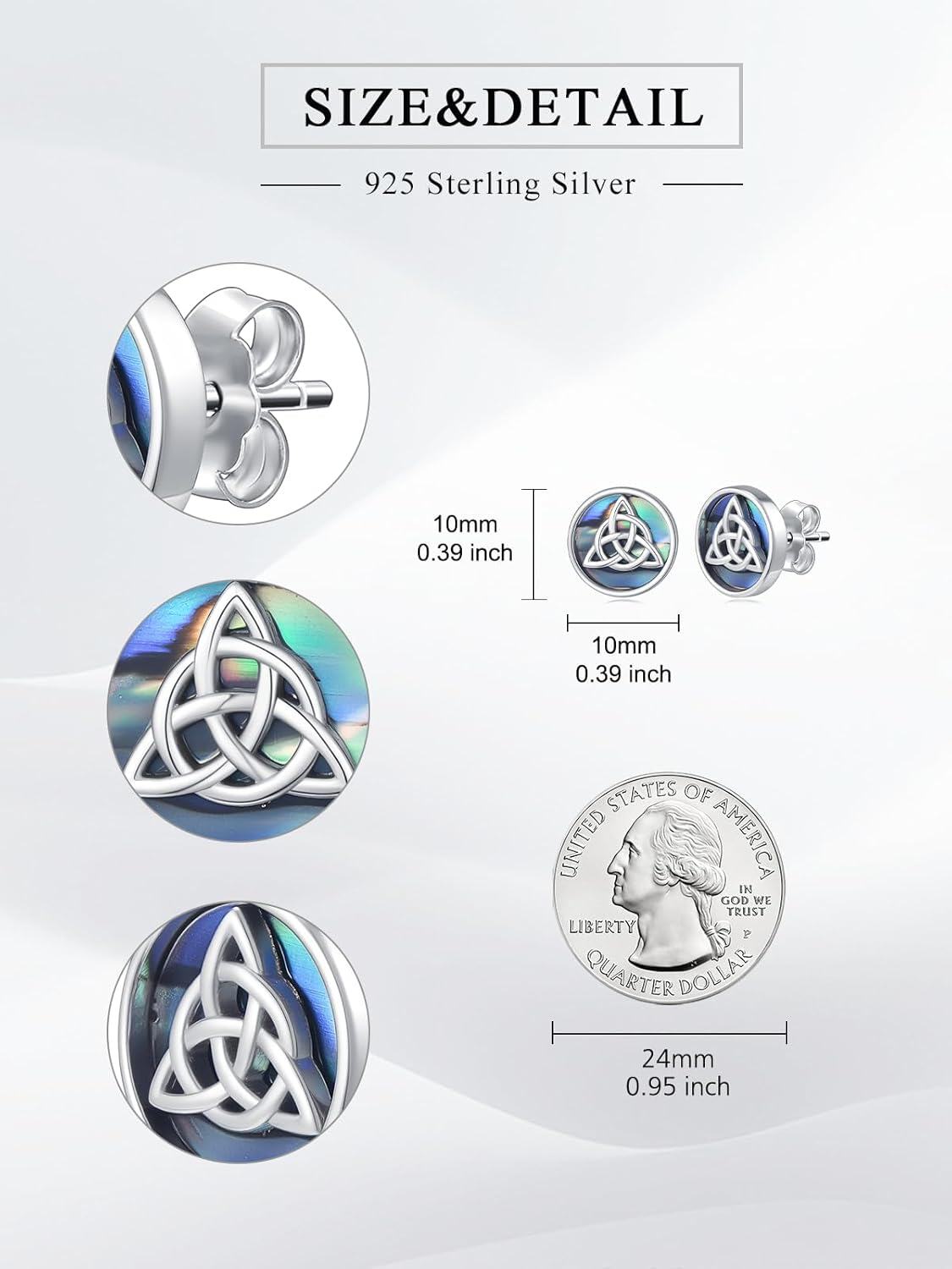 Sterling Silver Irish Shamrock Claddagh Celtic Knot Stud Earrings St Patricks Day Jewelry-0-5