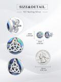 wholesale 925 Sterling Silver Round Celtic Knot Stud Earrings with Abalone Shell for Women's Gifts 3/8 Diameter (Blue)-0-4