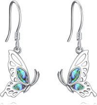 wholesale 925 Sterling Silver Abalone Shell Butterfly Drop Earrings Gifts for Women-Abalone Butterfly
