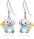 wholesale 925 Sterling Silver Moonstone Dog Bone Heart Drop Earrings for Women-0-0