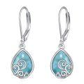 wholesale 925 Sterling Silver Teardrop Earrings With Aqua Swirl Design-0-0